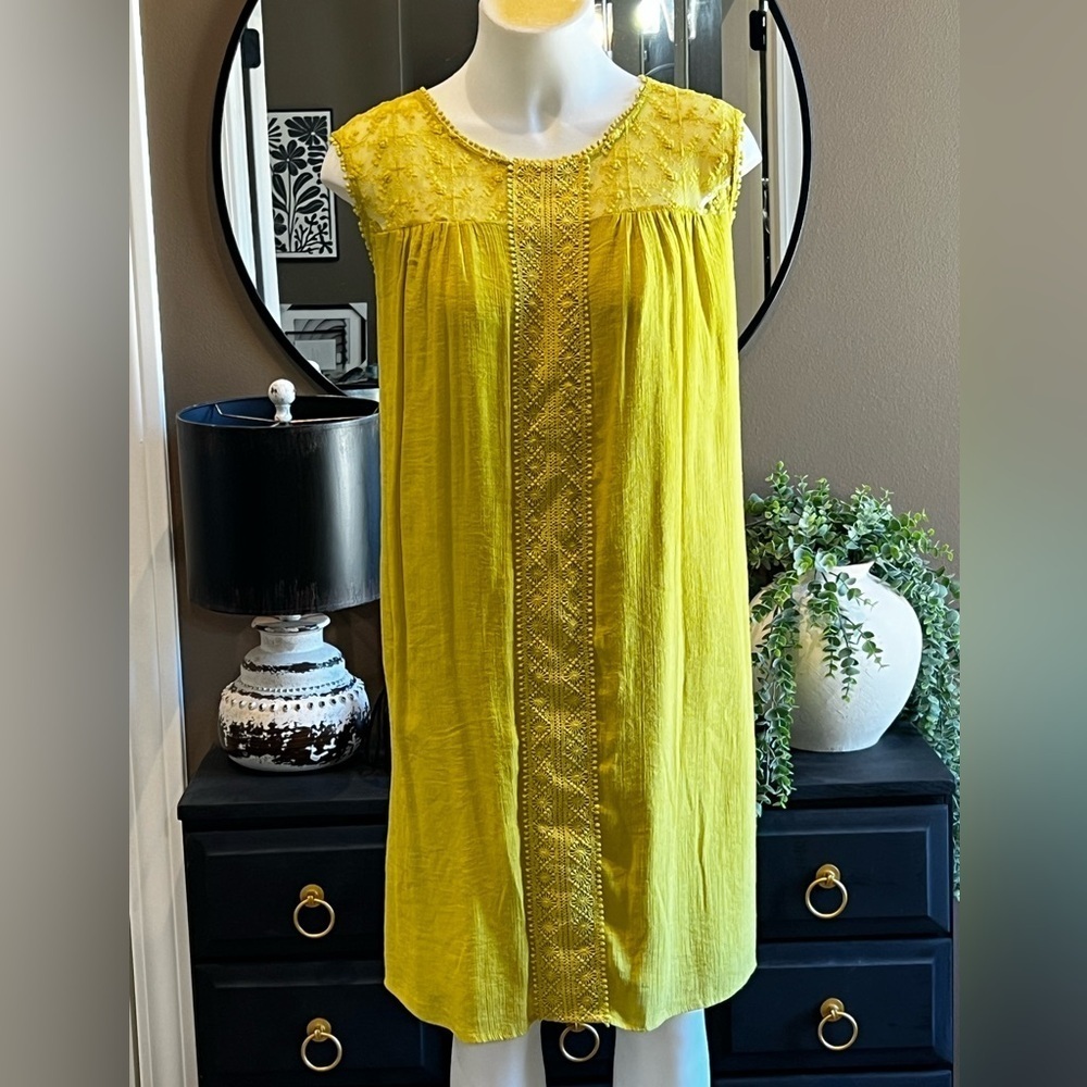 ZAC & RACHEL Sleeveless Crepe Dress Amber Yellow Size 3X